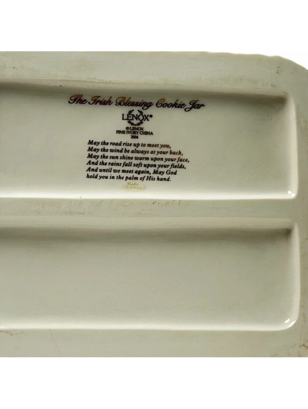 Vintage “The Irish Blessing” Bakery Cookie Jar Porcelain Cottage ( Minor Flaw)